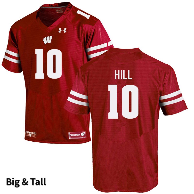 Wisconsin Badgers Men's #10 Deacon Hill NCAA Under Armour Authentic Red Big & Tall College Stitched Football Jersey QH40N70RI